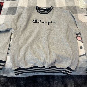 Champion Men's Crewneck Sweater in Gray and Black